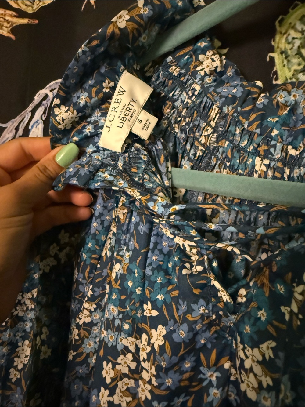 J Crew Liberty London blue dress small - Picture 2 of 4